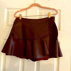 Faux Leather Skort - Burgundy - Size 4 - New